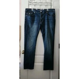 True Religion Men's Rocco Relaxed Skinny Blue‎ Jeans Pants Flap Pockets 40×32